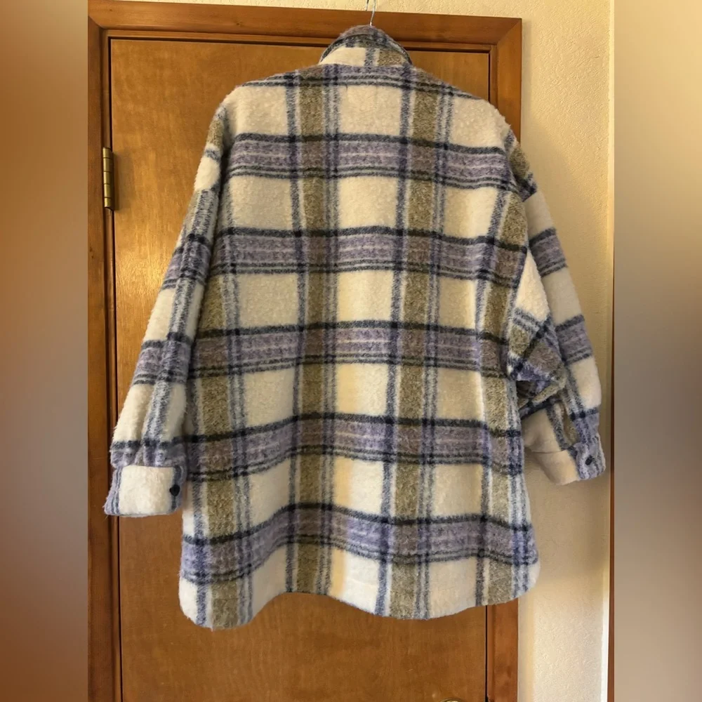 Zara Checkered Teddy Jacket - Purple and Green - Picture 5 of 11